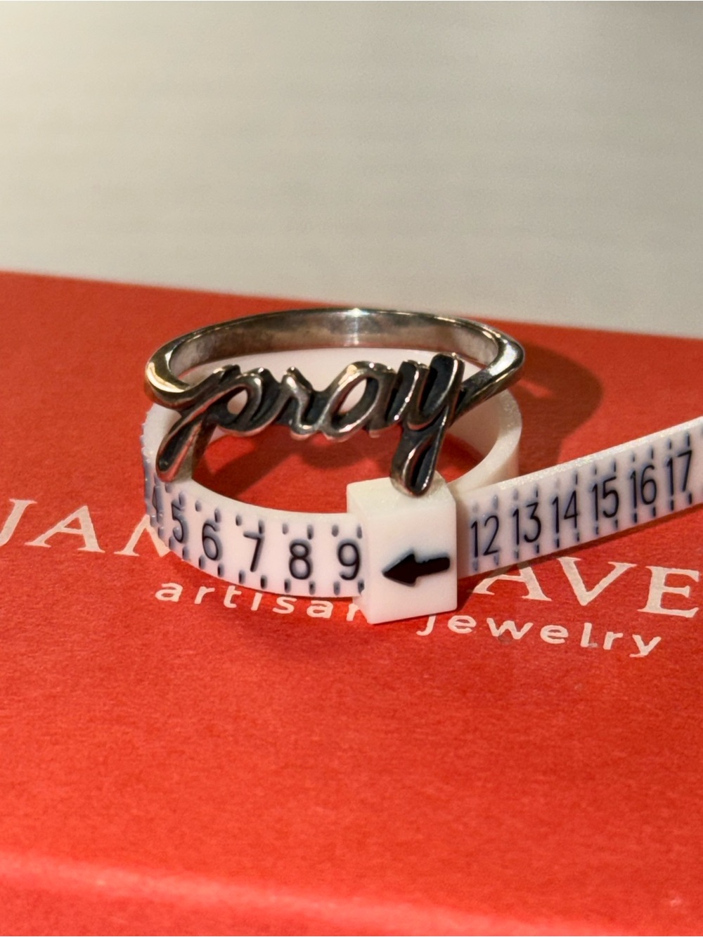 Authentic James Avery 925 Silver Pray Script Ring